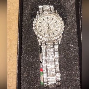 stainless steel/VVS1 moissanite watch